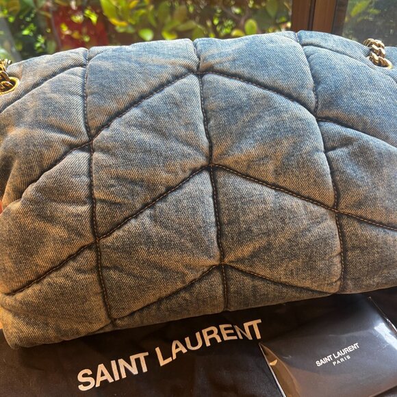 YSL (Yves Saint Laurent) Puffer Medium in Denim and Suede - Picture 10 of 14